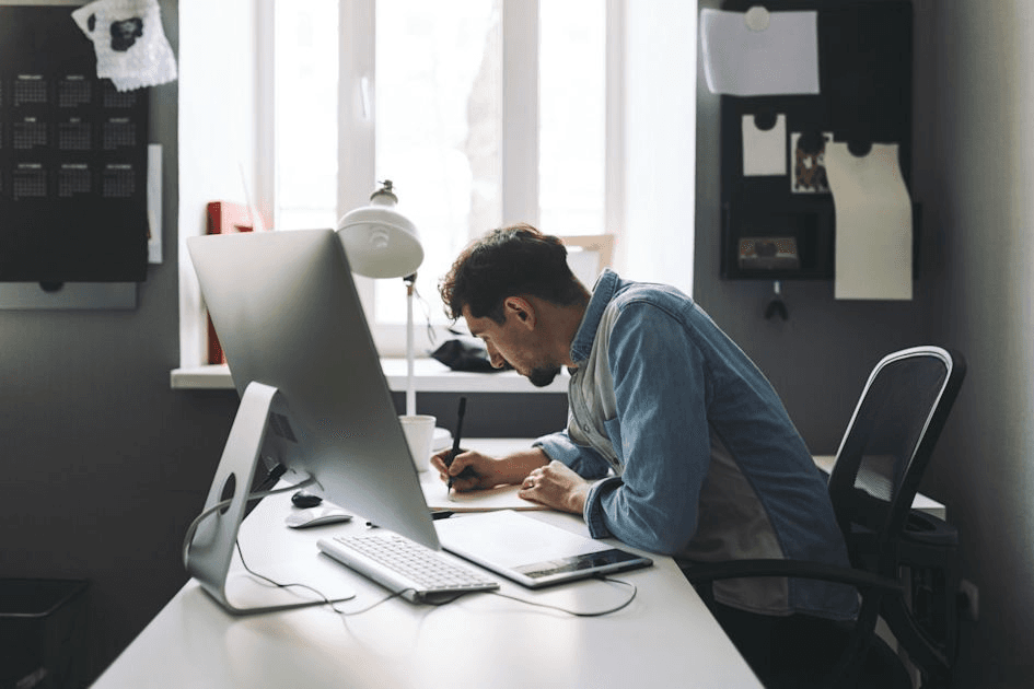 Developer working at desk
